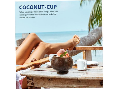 Tigelas de Coco 100% Tigela de Casca de Coco Tigela Bruta Jumbo 12Cm Lanche Metade da Casca