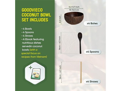 Conjunto de Tigelas de Bambu 7 para Alimentos Tigela de Sorvete de Coco 32 4 Grande Casca Orgânica