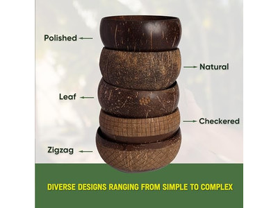 Conjunto de Tigelas de Bambu 7 para Alimentos Tigela de Sorvete de Coco 32 4 Grande Casca Orgânica