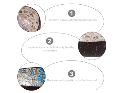 Tigela de Coco Esculpida Últimas Tigelas Laca Padrão Único Conjunto de Colheres