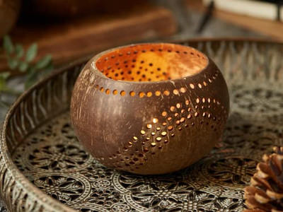 Tigela de Mistura de Coco Pequena Tigelas Esculpidas à Mão Madeira Natural Orgânica Crianças