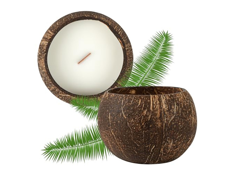 Coconuts Orgânicos Frescos Vendendo Cascas de Coco Tigela de Coco Feita à Mão Cera