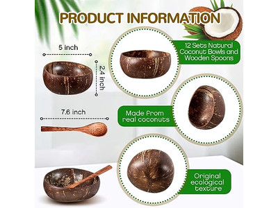Tigela de Salada de Frutas Conjunto de Cozinha de Madeira em Pó de Bolo de Rocha Máscara de Bambu Casca de Coco