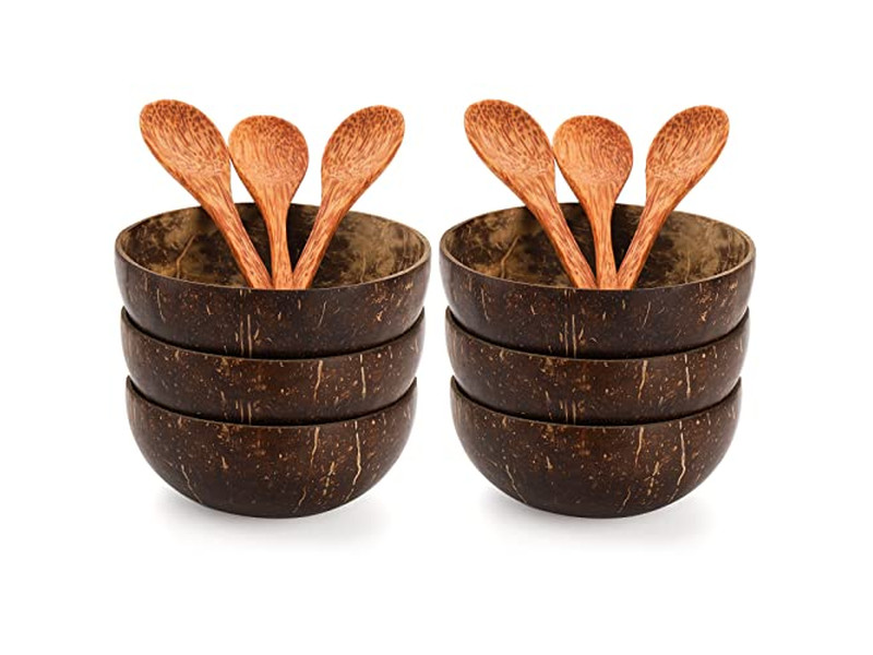 Tigela de Servir Tigelas de Bambu Cocos Garfos de Coco Cocopalm Prato Suporte para Colher