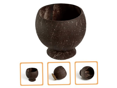 Conjunto de Uma Tigela de Coco Semelhante Com Suporte Cobertura de Logo de Tigelas Vietnamitas