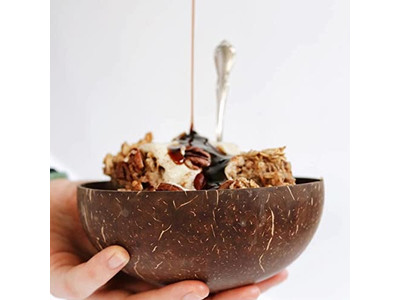 Casca de Coco com Tampa Colher de Madeira e Tigela Tigelas de Açaí Colheres Salada Grande Pacote com 10