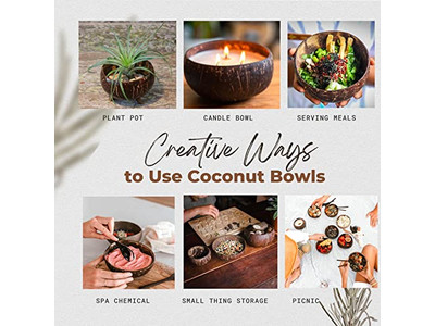 Tigela de Serviço Jumbo Tigelas de Salada Casca 500Ml Casca de Coco Bulk Vela de Madeira